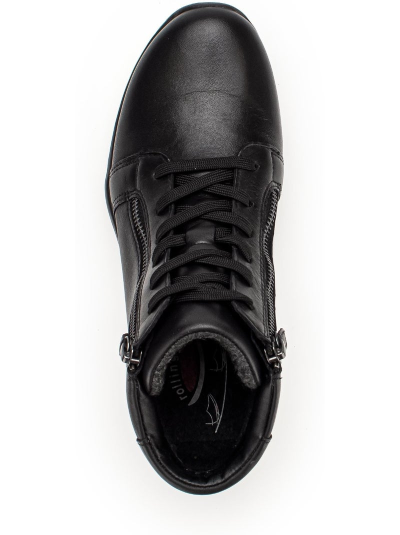 Baskets montantes  en cuir lisse Noir Noir - Kiabi