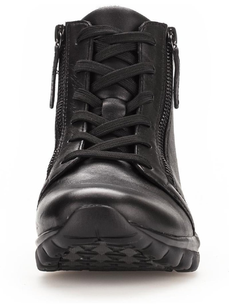 Baskets montantes  en cuir lisse Noir Noir - Kiabi