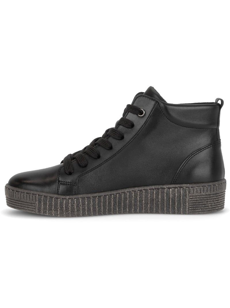 Baskets montantes  en cuir lisse Noir Noir - Kiabi