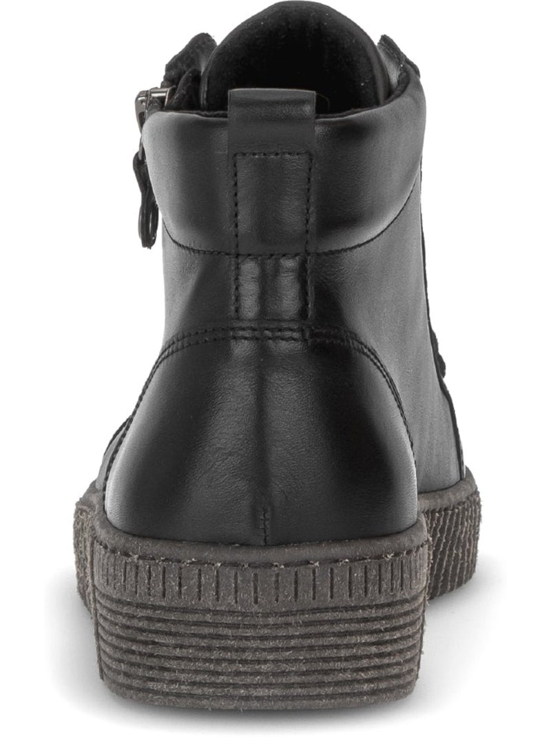 Baskets montantes  en cuir lisse Noir Noir - Kiabi