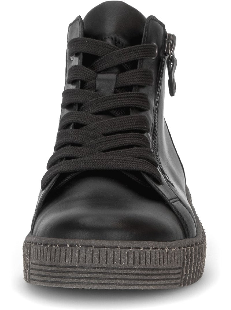 Baskets montantes  en cuir lisse Noir Noir - Kiabi