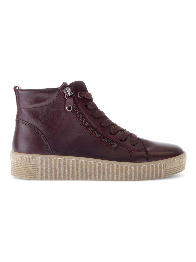 Baskets montantes  en cuir lisse Rouge - Kiabi