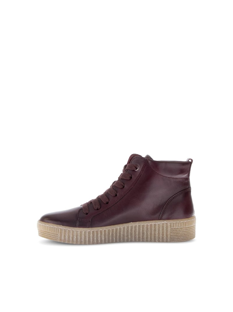 Baskets montantes  en cuir lisse Rouge - Kiabi