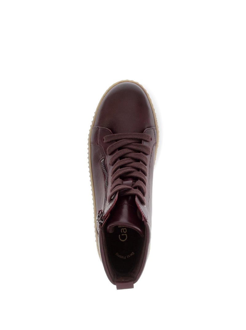 Baskets montantes  en cuir lisse Rouge - Kiabi