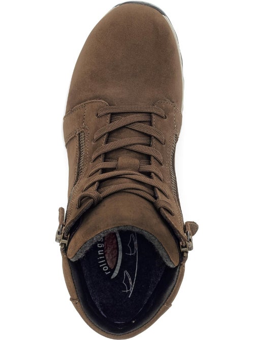 Baskets montantes  en cuir - Kiabi