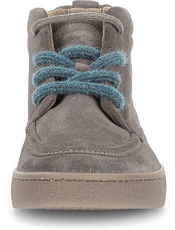 Baskets montantes en cuir velours (lacet bleu)