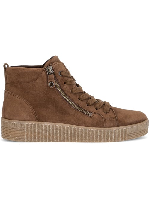 Baskets montantes  en cuir velours - Kiabi