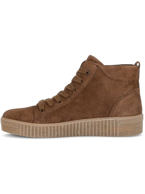 Baskets montantes  en cuir velours - Kiabi
