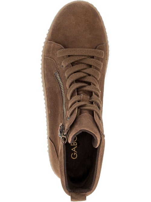 Baskets montantes  en cuir velours - Kiabi