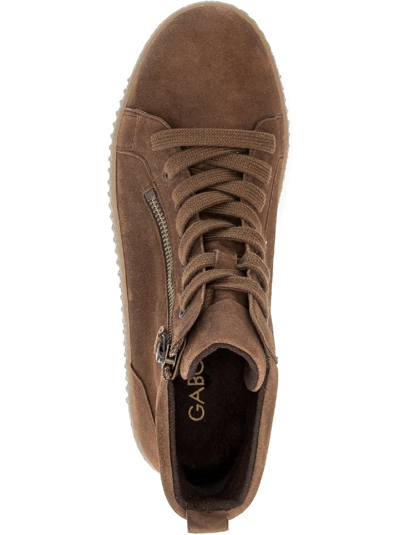 Baskets montantes  en cuir velours Marron - Kiabi