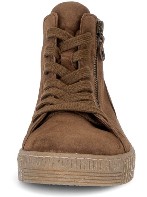 Baskets montantes  en cuir velours - Kiabi