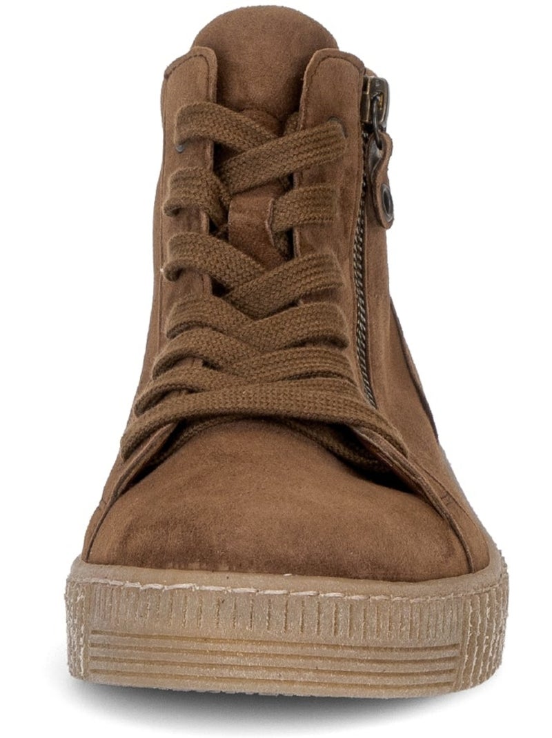 Baskets montantes  en cuir velours Marron - Kiabi