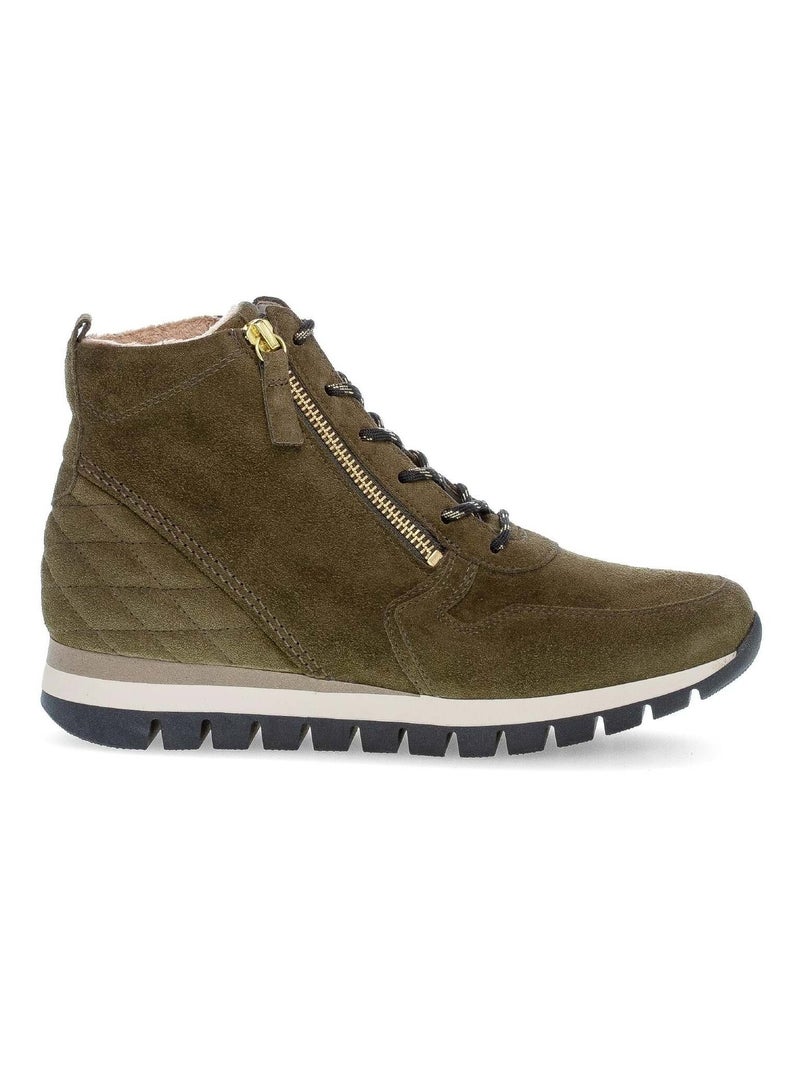 Baskets montantes  en cuir Vert - Kiabi