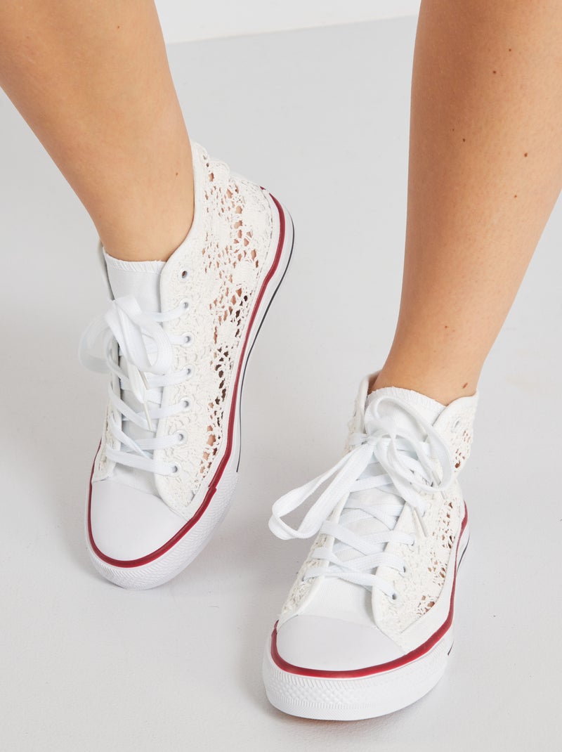 Baskets montantes en macramé blanc - Kiabi