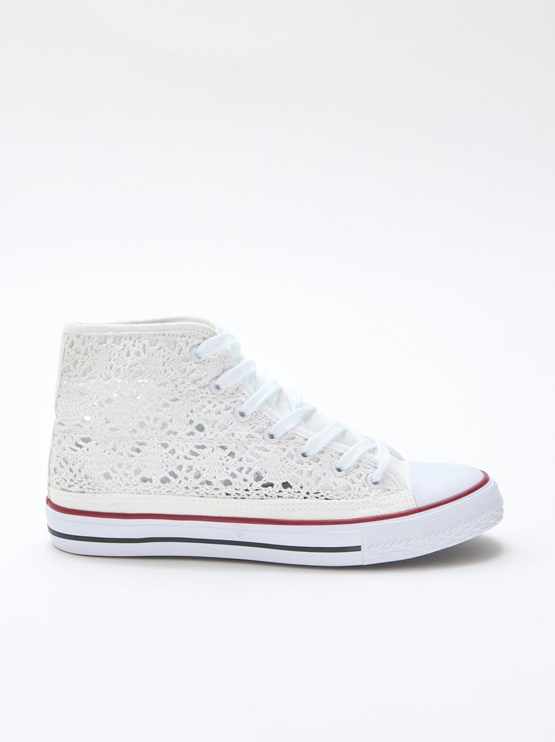 Baskets montantes en macramé Blanc - Kiabi