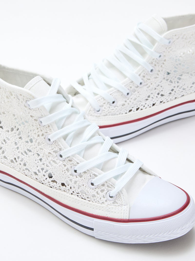 Baskets montantes en macramé Blanc - Kiabi