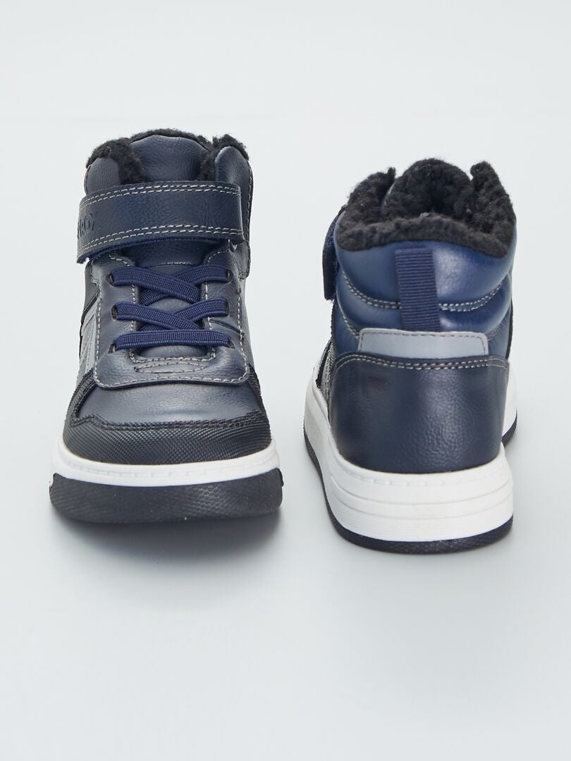 Baskets montantes en simili Bleu marine - Kiabi