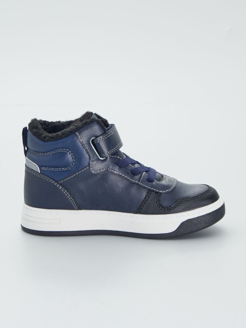 Baskets montantes en simili Bleu marine - Kiabi
