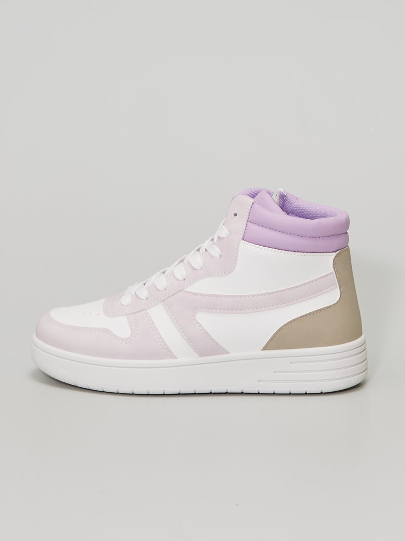 Baskets montantes en simili Lila/Blanc - Kiabi