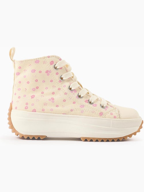 Baskets montantes en toile à motif floral - Kiabi