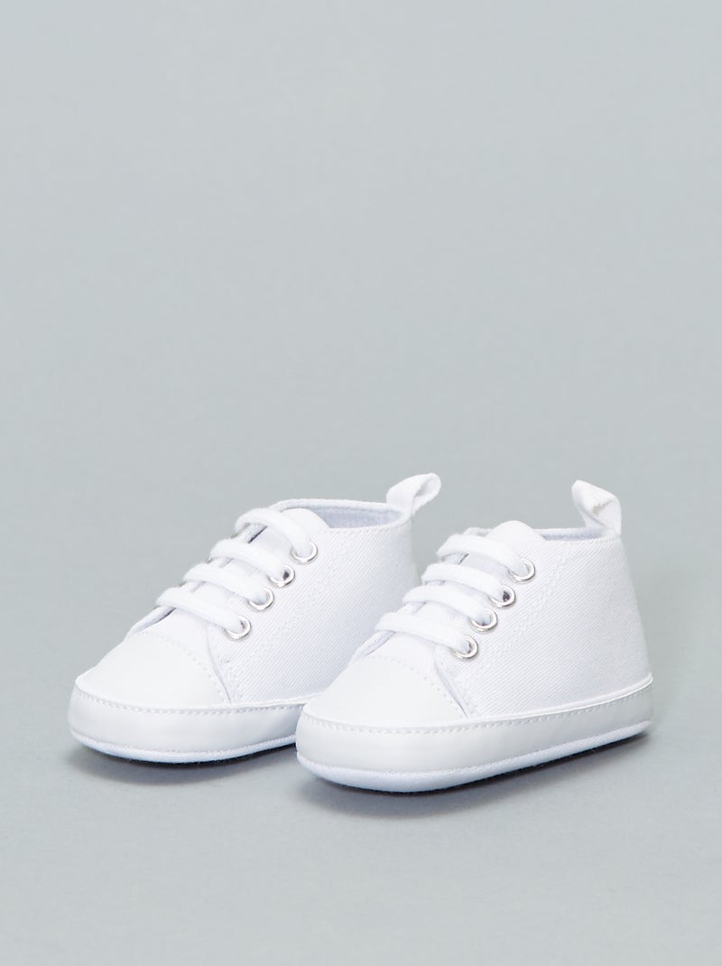 Baskets montantes en toile blanc - Kiabi