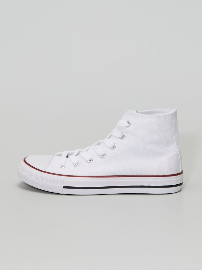Baskets montantes en toile blanc - Kiabi
