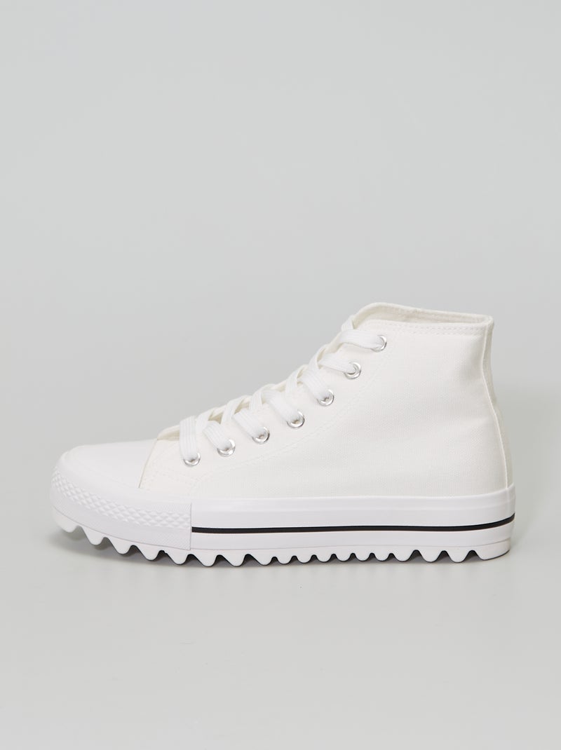 Baskets montantes en toile blanc - Kiabi
