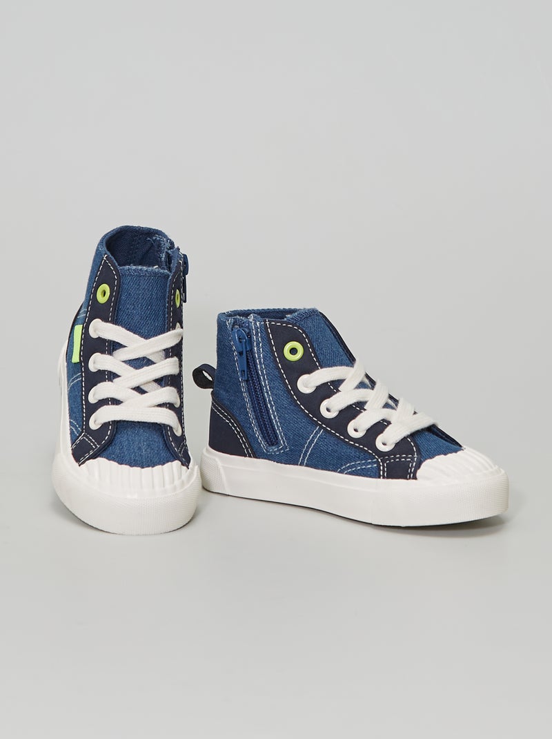 Baskets montantes en toile denim - Kiabi