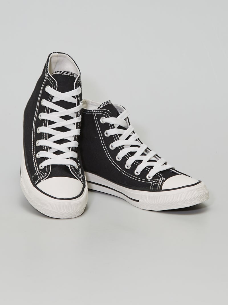Baskets montantes en toile noir - Kiabi