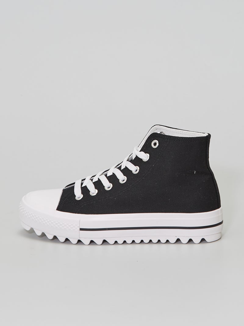 Baskets montantes en toile noir - Kiabi