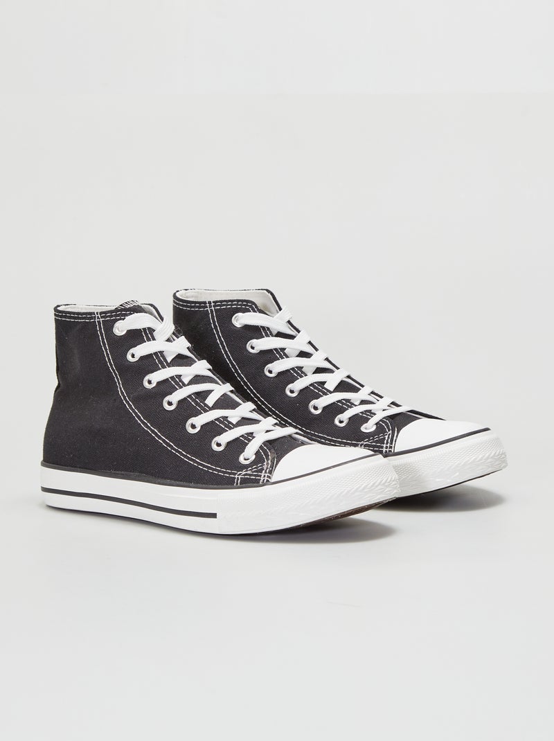 Baskets montantes en toile noir - Kiabi