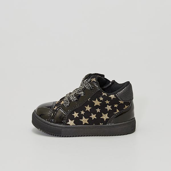 Baskets Montantes Etoilees Bebe Fille Noir Kiabi 23 00