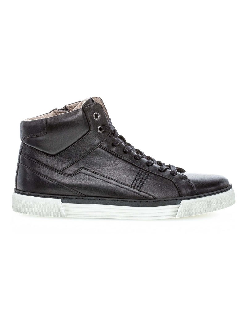 Baskets montantes homme  en cuir lisse Gabor Noir Noir - Kiabi