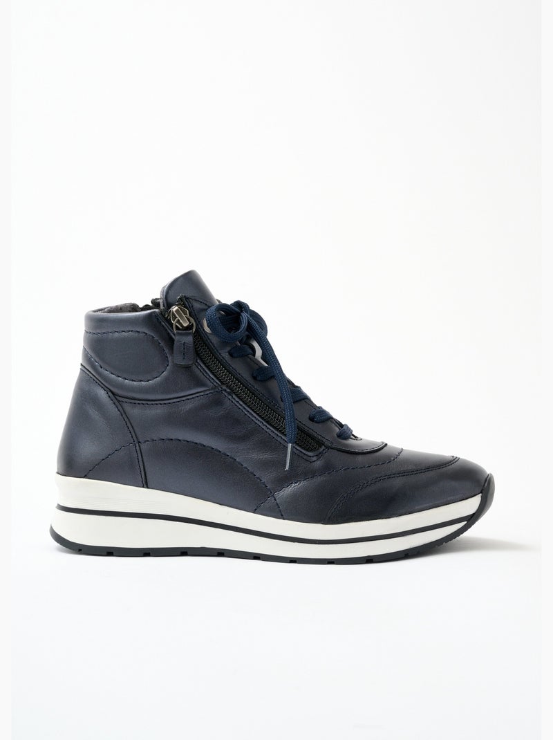 Baskets montantes largeur confort cuir - Afibel Bleu - Kiabi