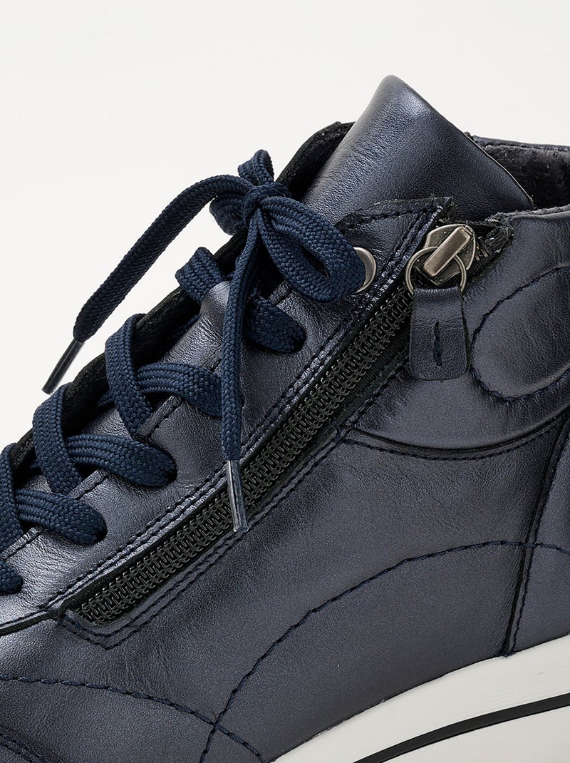 Baskets montantes largeur confort cuir - Afibel Bleu marine - Kiabi