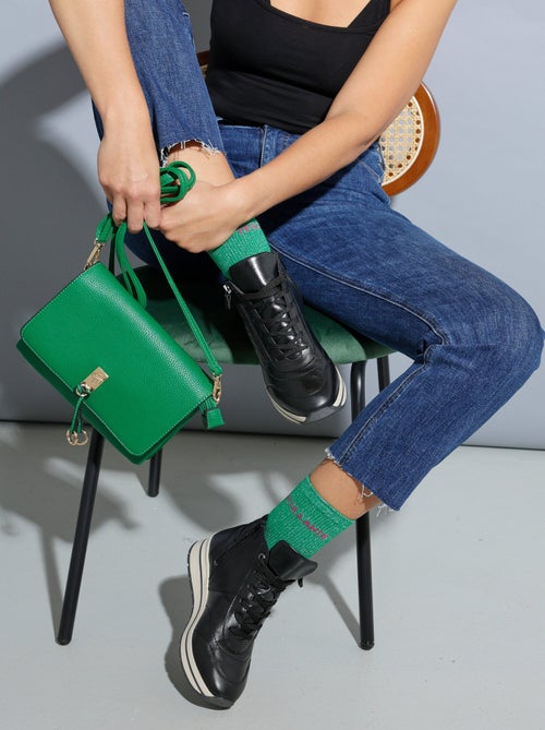 Baskets montantes largeur confort cuir - Kiabi