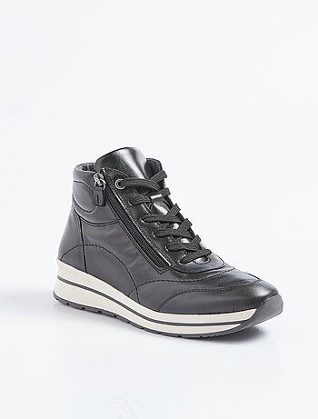 Baskets montantes largeur confort cuir