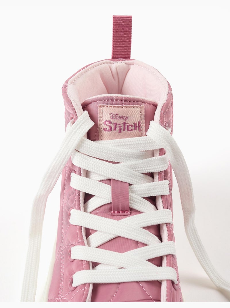 Baskets montantes matelassées avec imprimé Stitch Rose foncé - Kiabi