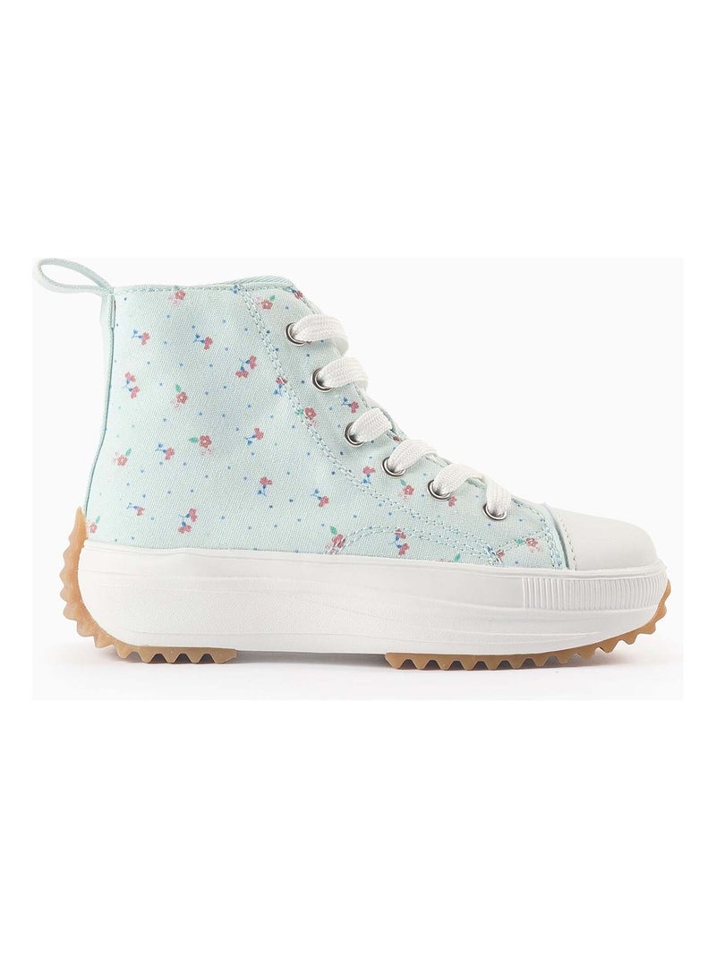 Baskets Montantes Motif Floral Bleu clair - Kiabi