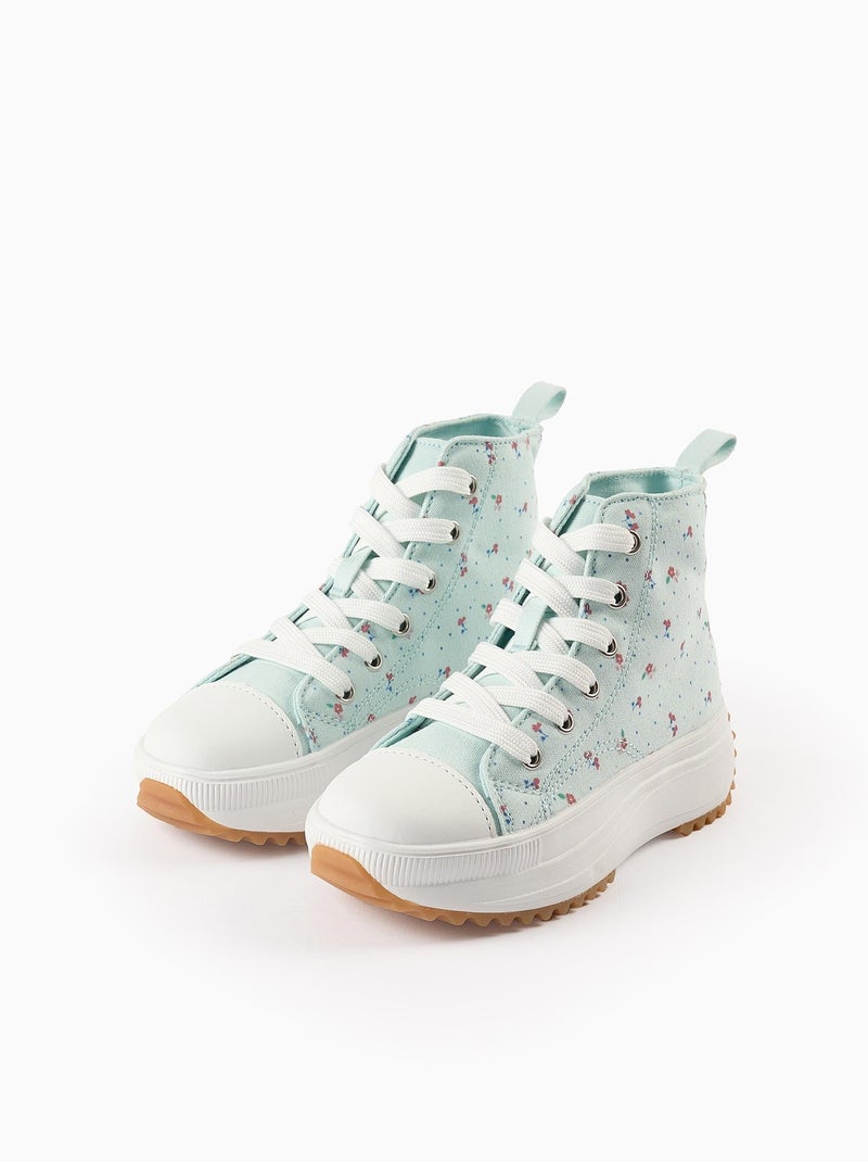 Baskets Montantes Motif Floral Bleu clair - Kiabi