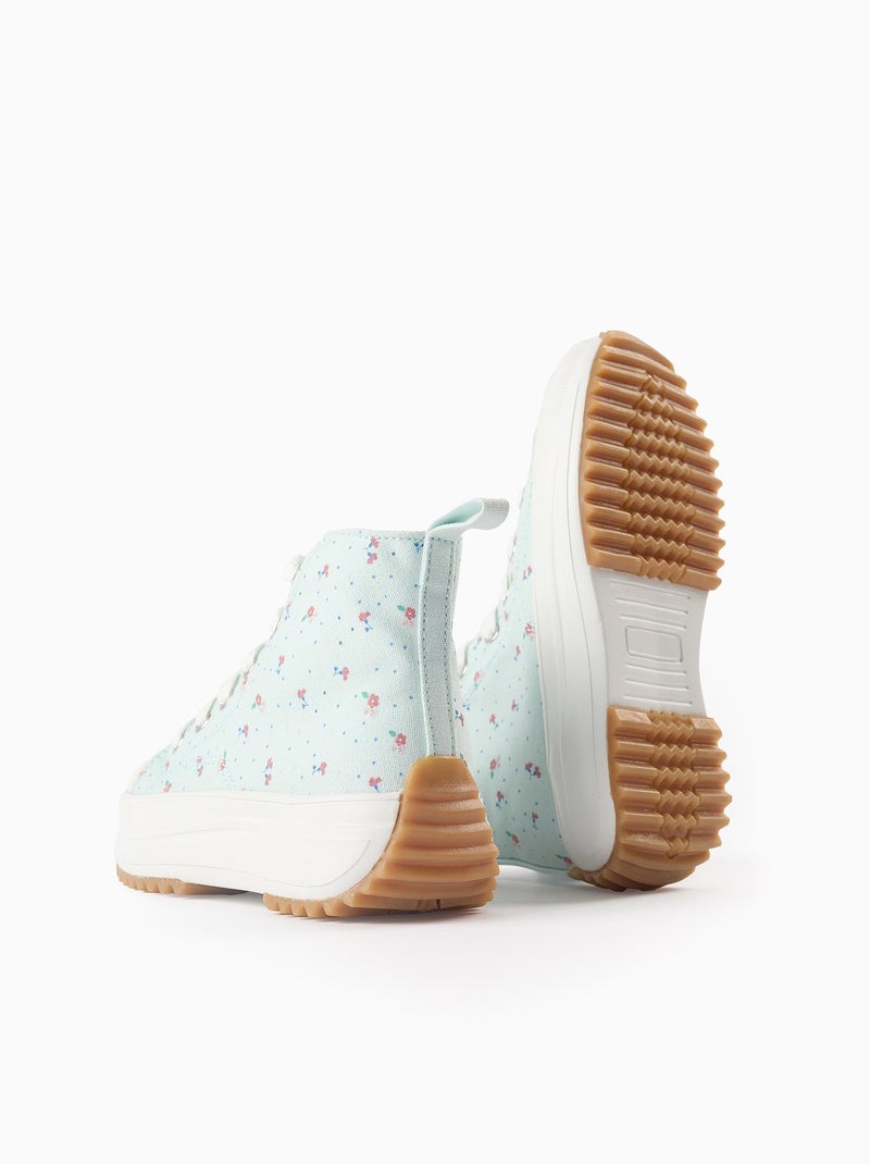Baskets Montantes Motif Floral Bleu clair - Kiabi