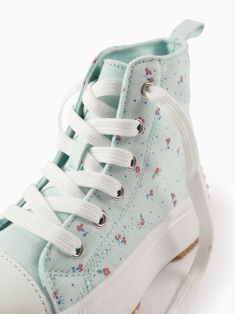 Baskets Montantes Motif Floral Bleu clair - Kiabi
