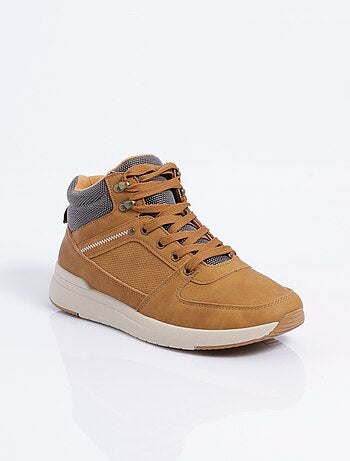 Baskets montantes multimatières à lacets