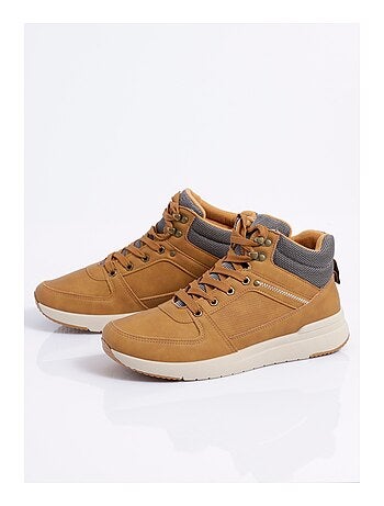 Baskets montantes multimatières à lacets