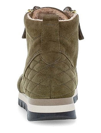 Baskets montantes olive en cuir velours Gabor