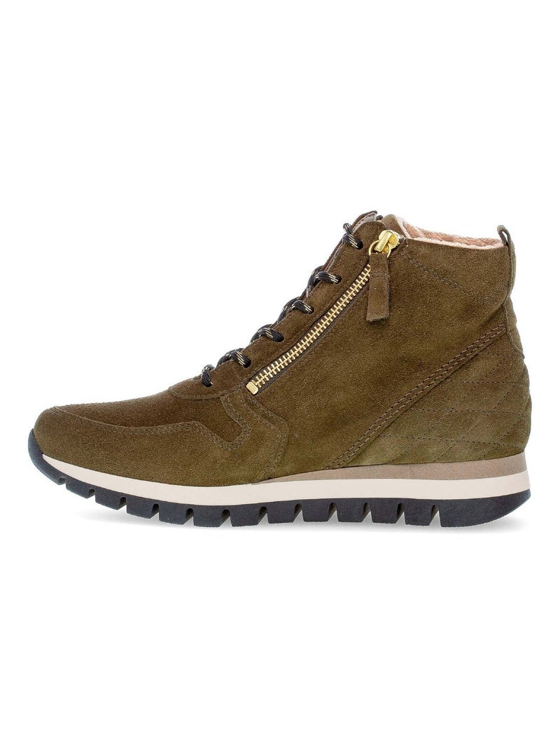 Baskets montantes olive en cuir velours Gabor Vert - Kiabi