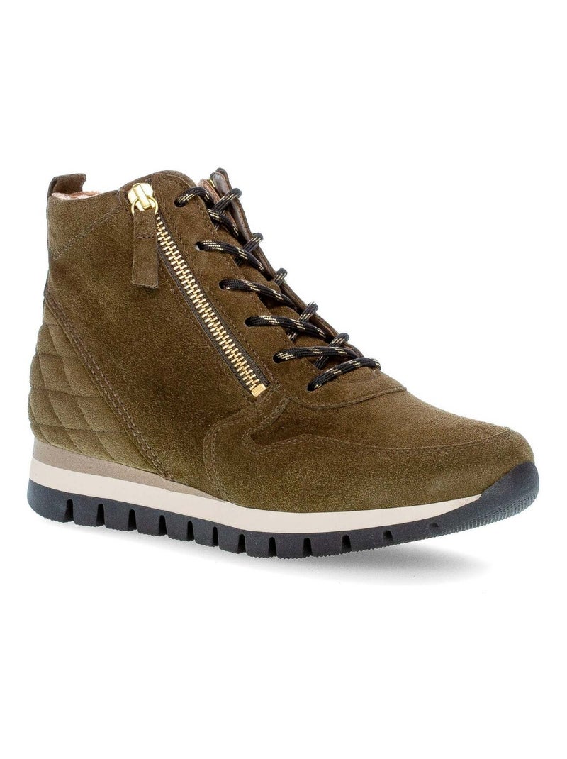 Baskets montantes olive en cuir velours Gabor Vert - Kiabi