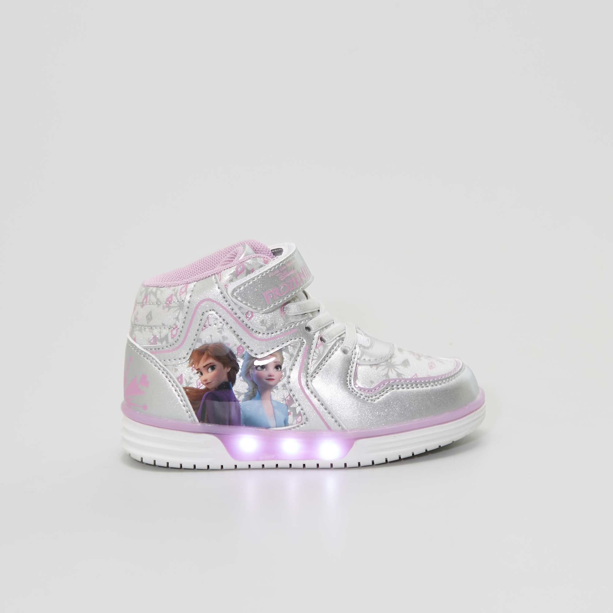 Baskets montantes 'Reine des neiges' lumineuses Chaussures argent