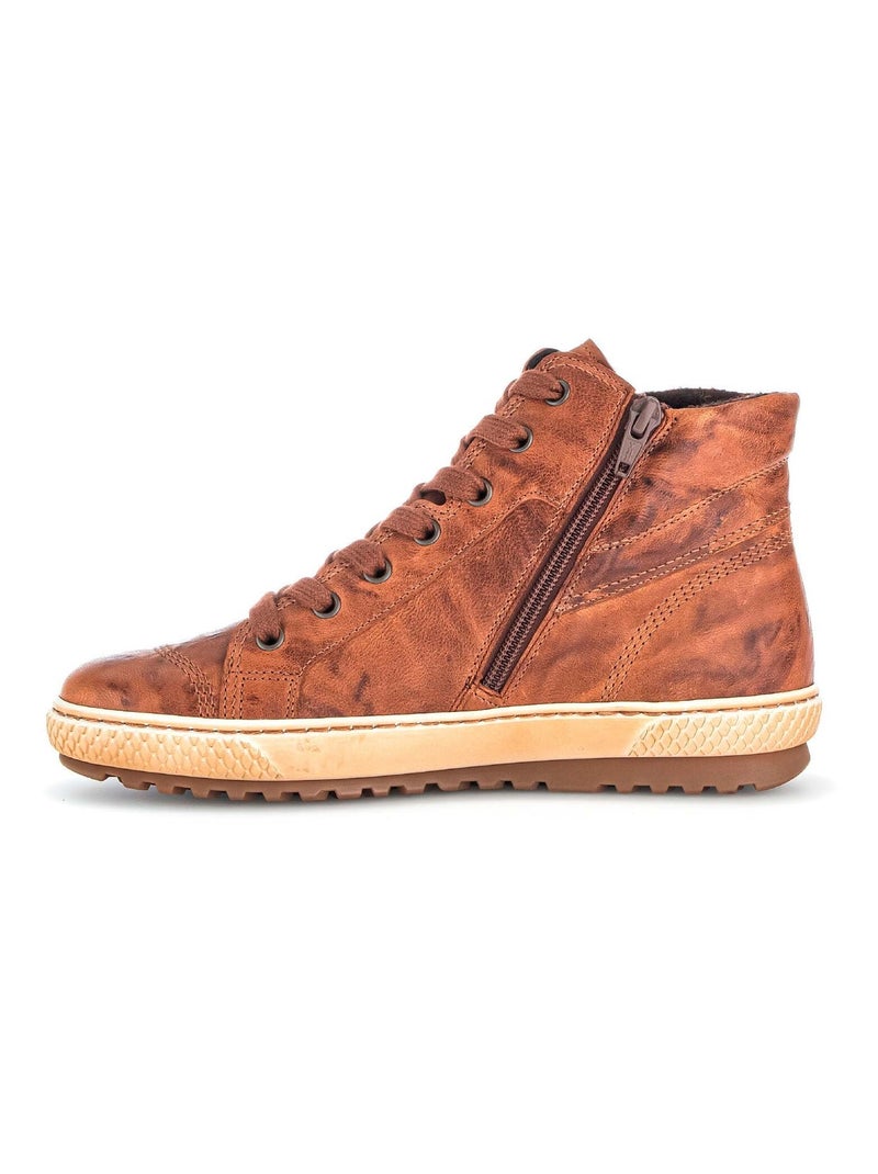 Baskets montantes s en cuir lisse Gabor Marron - Kiabi