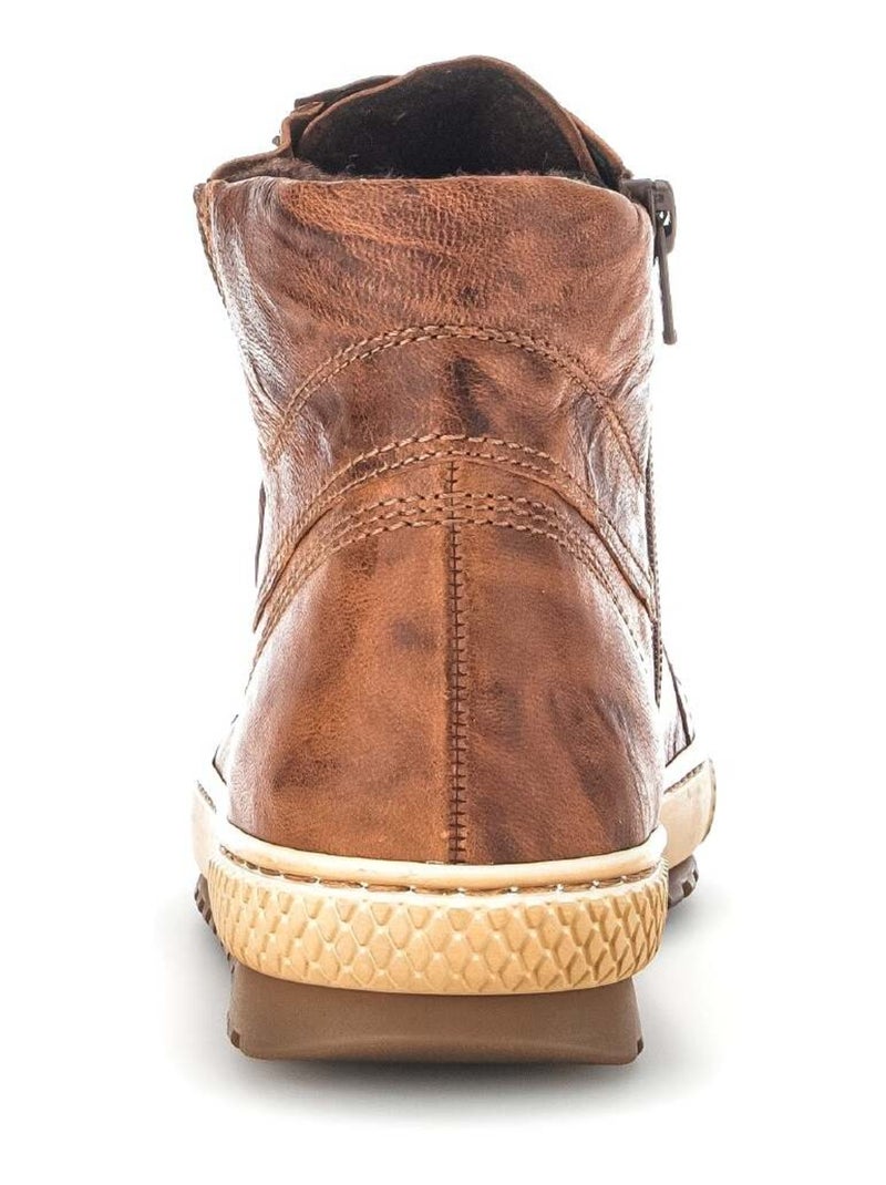 Baskets montantes s en cuir lisse Gabor Marron - Kiabi
